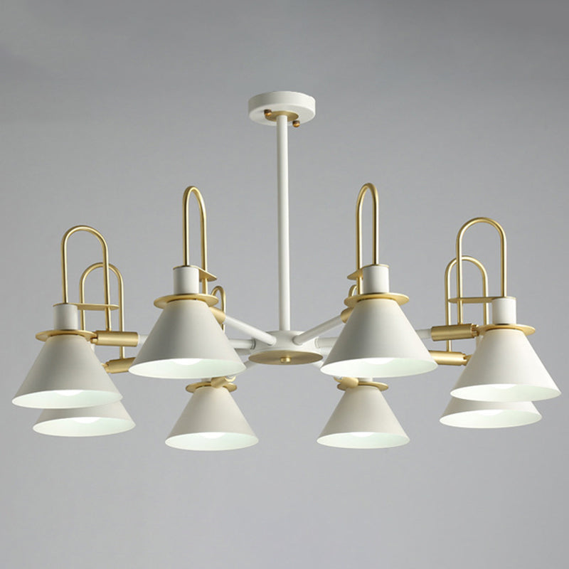 Conical Chandelier Pendant Light Minimalist Style Metal Living Room Suspension Light