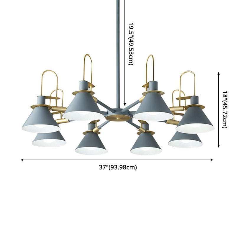 Conical Chandelier Pendant Light Minimalist Style Metal Living Room Suspension Light
