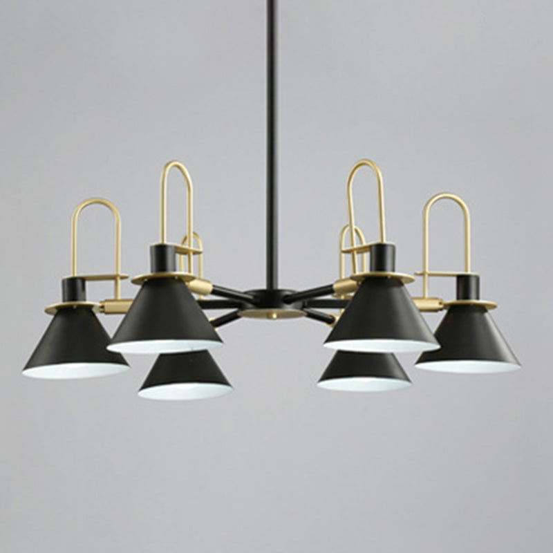 Conical Chandelier Pendant Light Minimalist Style Metal Living Room Suspension Light