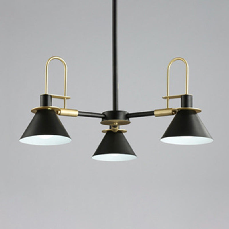 Conical Chandelier Pendant Light Minimalist Style Metal Living Room Suspension Light