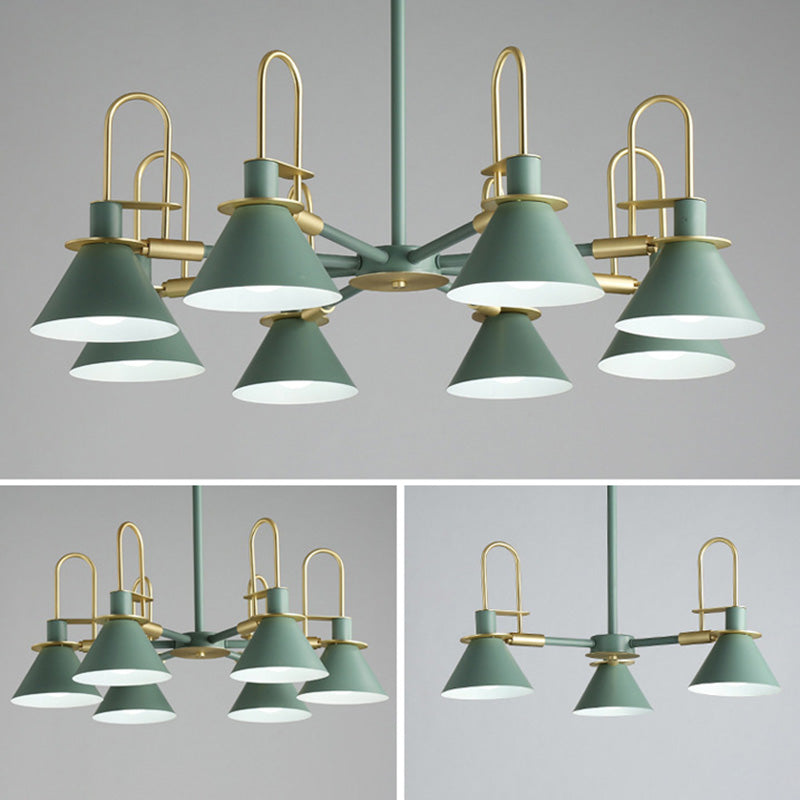 Conical Chandelier Pendant Light Minimalist Style Metal Living Room Suspension Light