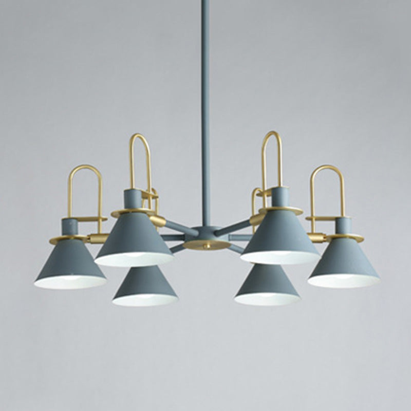 Conical Chandelier Pendant Light Minimalist Style Metal Living Room Suspension Light