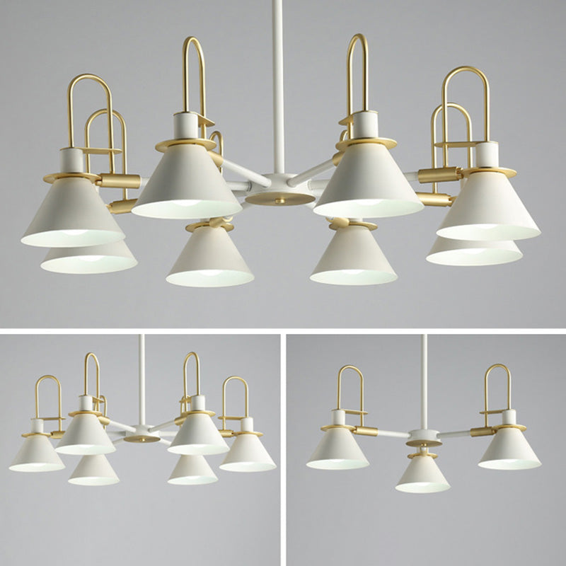Conical Chandelier Pendant Light Minimalist Style Metal Living Room Suspension Light