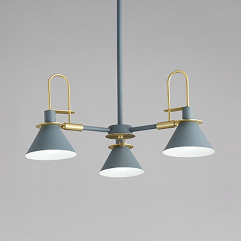 Conical Chandelier Pendant Light Minimalist Style Metal Living Room Suspension Light