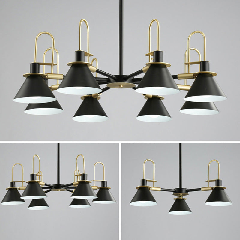 Conical Chandelier Pendant Light Minimalist Style Metal Living Room Suspension Light