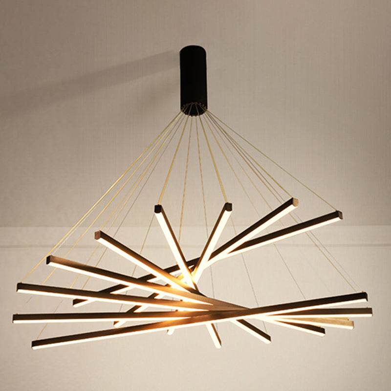 Linear Ceiling Pendant Light Minimalist Style Metal LED Black Chandelier Pendant Light