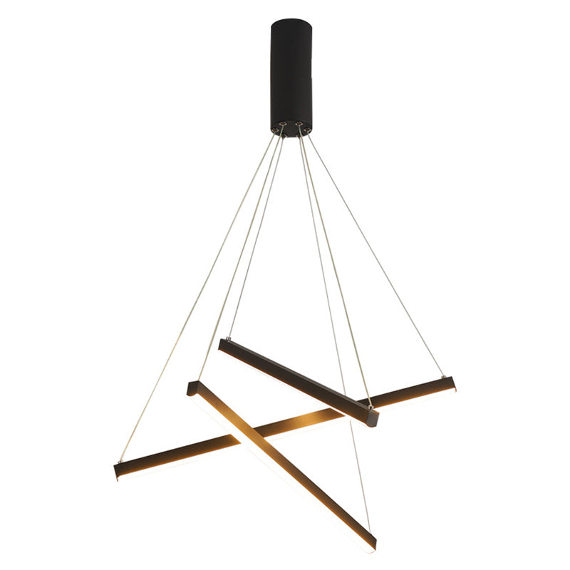 Linear Ceiling Pendant Light Minimalist Style Metal LED Black Chandelier Pendant Light