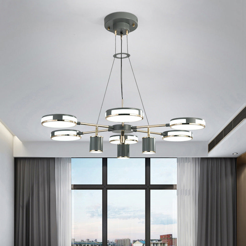 Sputnik LED Chandelier Creative Minimalist Acrylic Grey Hanging Light for Living Room