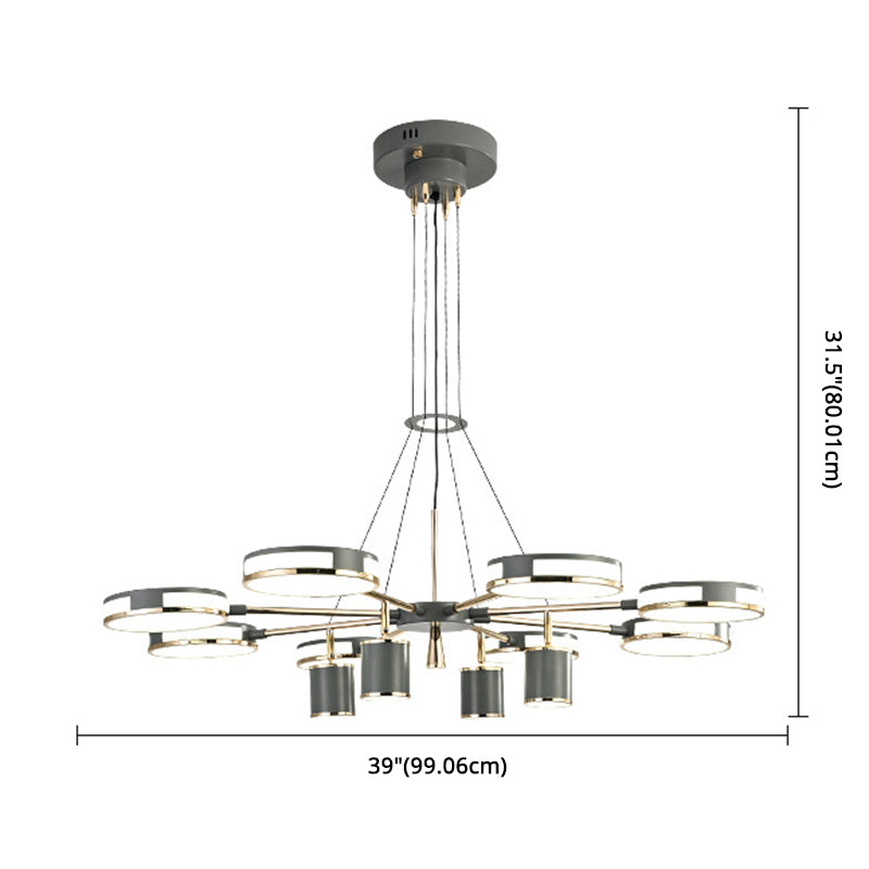 Sputnik LED Chandelier Creative Minimalist Acrylic Grey Hanging Light for Living Room