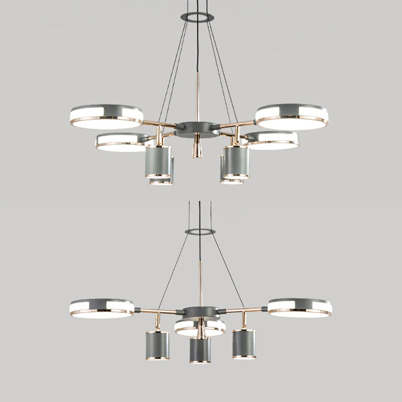Sputnik LED Chandelier Creative Minimalist Acrylic Grey Hanging Light for Living Room