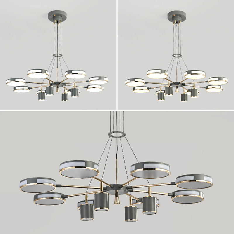 Sputnik LED Chandelier Creative Minimalist Acrylic Grey Hanging Light for Living Room