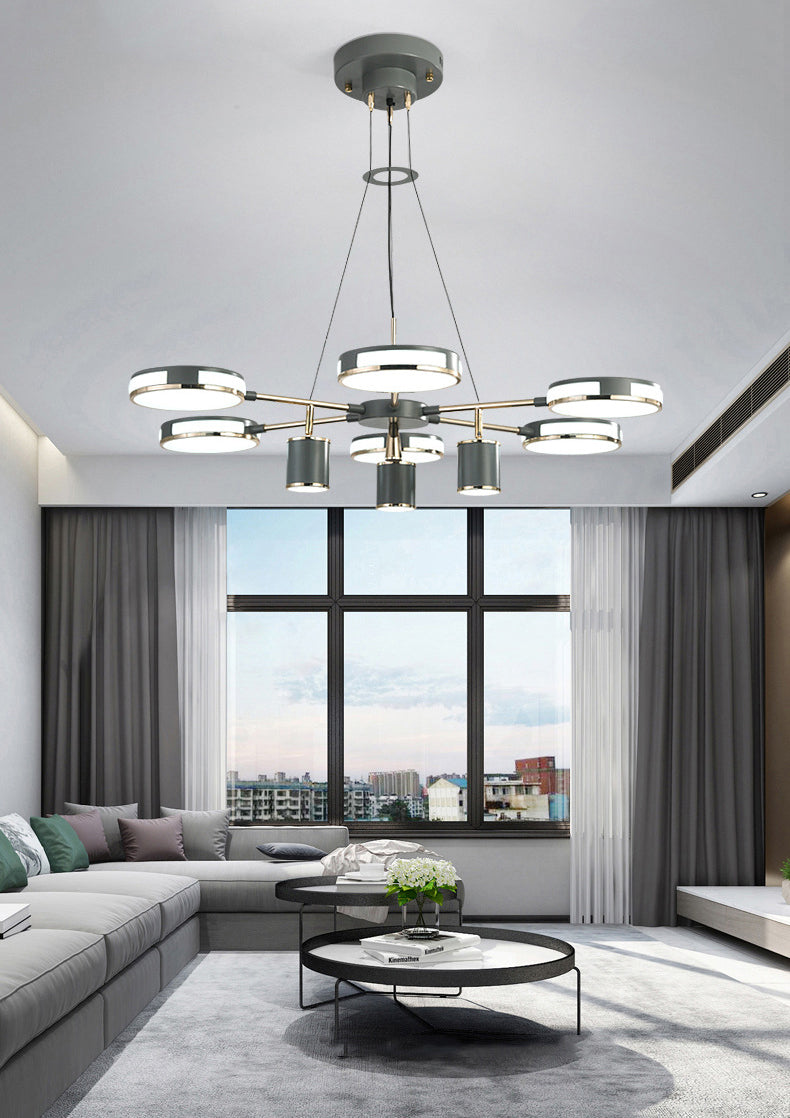 Sputnik LED Chandelier Creative Minimalist Acrylic Grey Hanging Light for Living Room