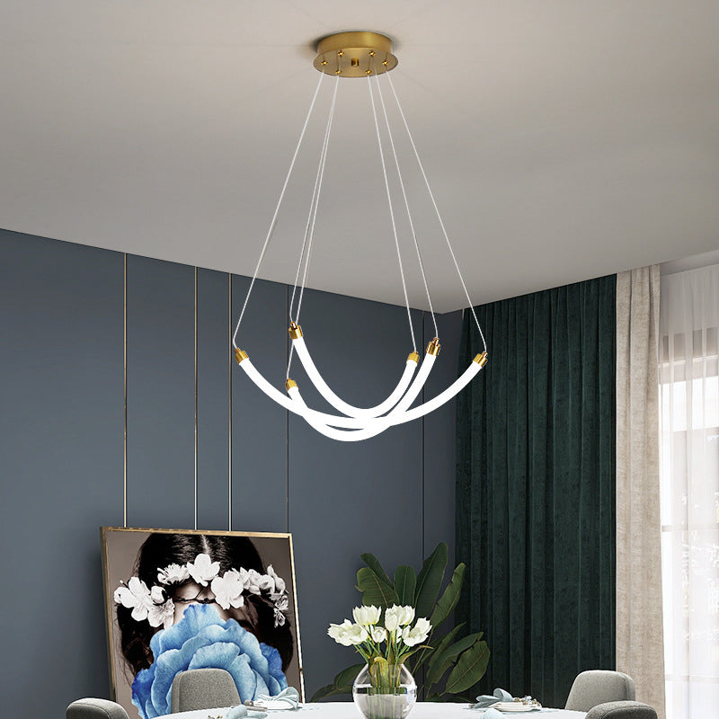 Acrylic Nest Shaped Chandelier Minimalistic Brass LED Pendant Light for Living Room