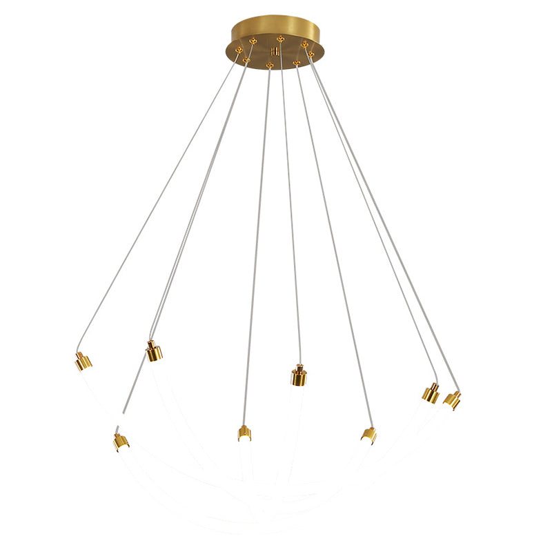 Acrylic Nest Shaped Chandelier Minimalistic Brass LED Pendant Light for Living Room