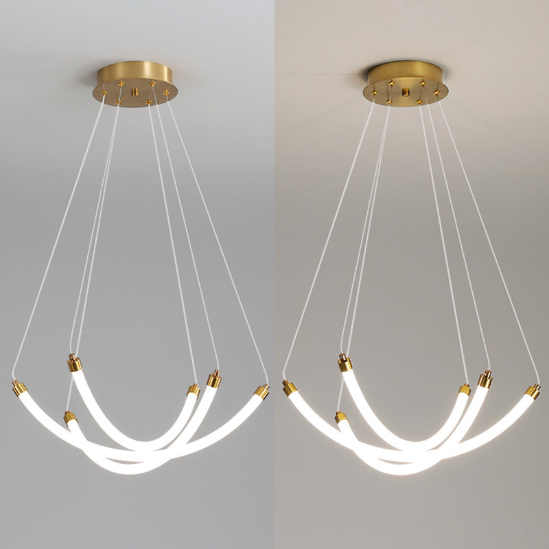 Acrylic Nest Shaped Chandelier Minimalistic Brass LED Pendant Light for Living Room