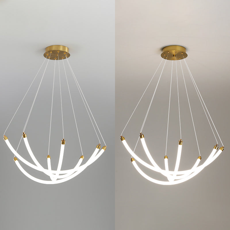 Acrylic Nest Shaped Chandelier Minimalistic Brass LED Pendant Light for Living Room