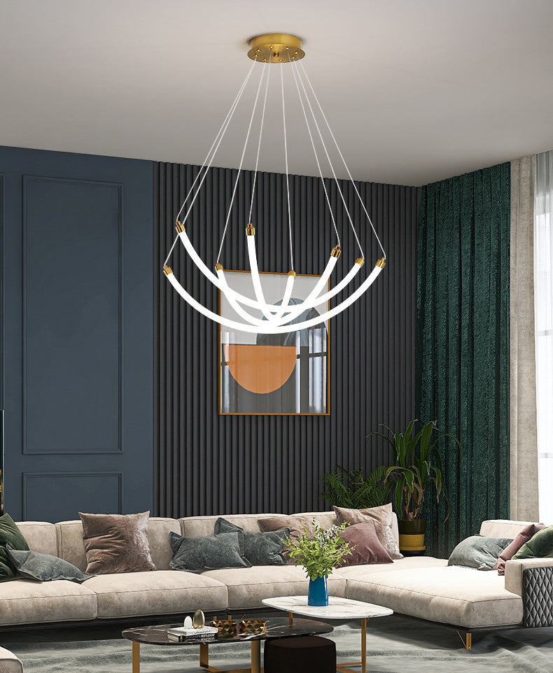 Acrylic Nest Shaped Chandelier Minimalistic Brass LED Pendant Light for Living Room