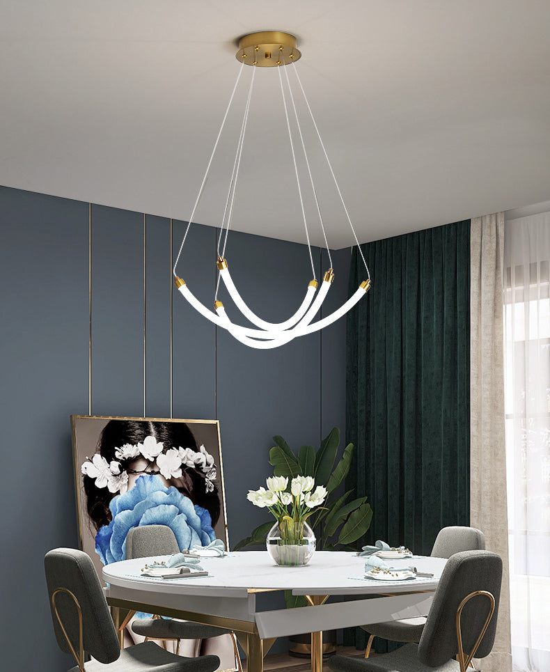 Acrylic Nest Shaped Chandelier Minimalistic Brass LED Pendant Light for Living Room