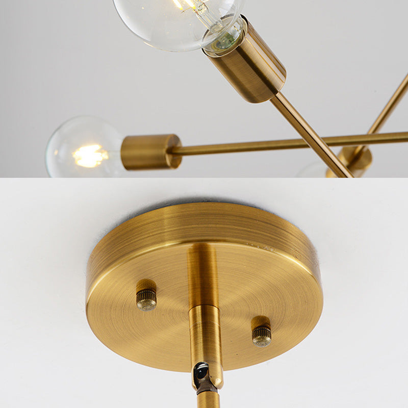 6-Lights Minimalism Metal Molecular Chandelier Lamp Nordic Style Open Bulb Design Dining Room Pendant