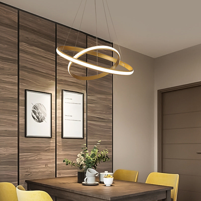 Iluminación colgante de anillo brillante externo simplicidad lobby de metal LED LED en oro