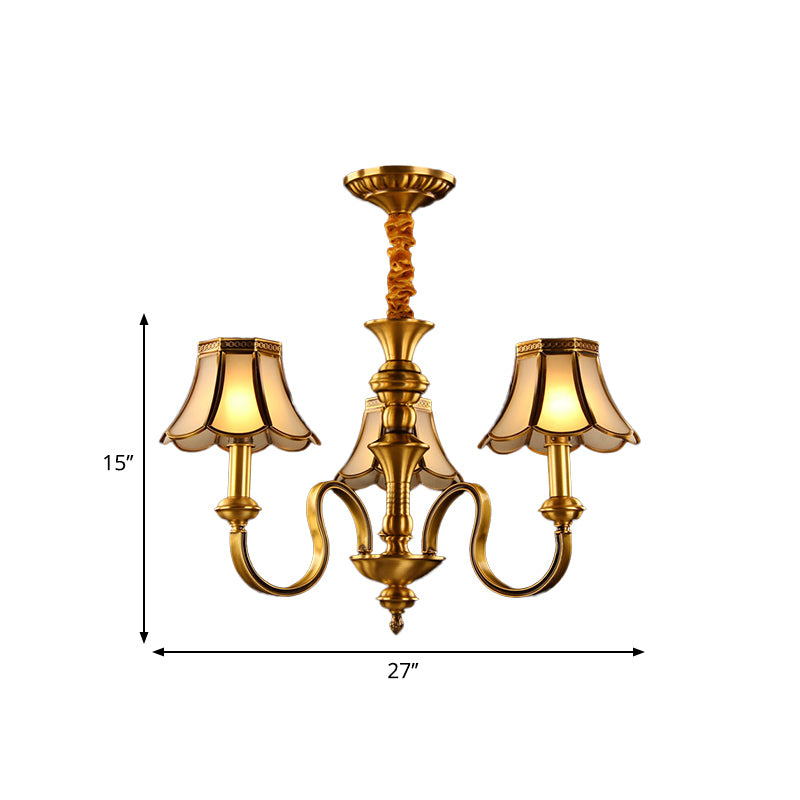 Gold Finish Radial Ceiling Suspension Lamp Colonialism Metal 3/5/6 Heads Living Room Pendant Chandelier