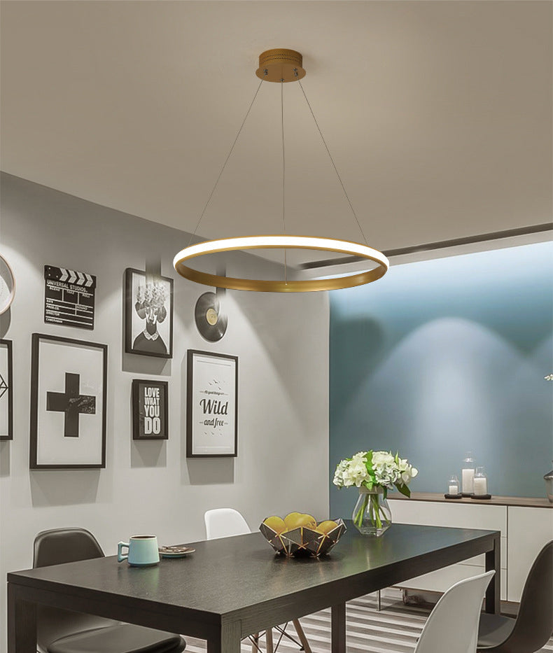 Iluminación colgante de anillo brillante externo simplicidad lobby de metal LED LED en oro