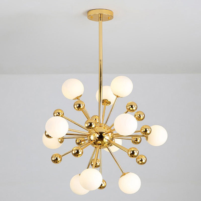 Lampadario in metallo in metallo a forma di buio in oro elettroplato Post-moderna Glassa di vetro appeso per sala da pranzo camera da letto