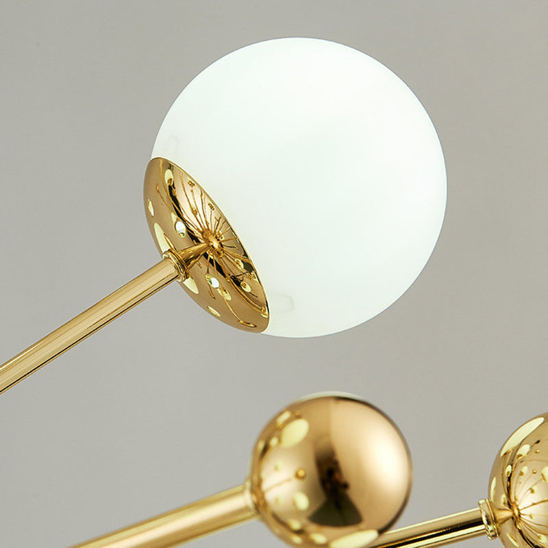 Lampadario in metallo in metallo a forma di buio in oro elettroplato Post-moderna Glassa di vetro appeso per sala da pranzo camera da letto