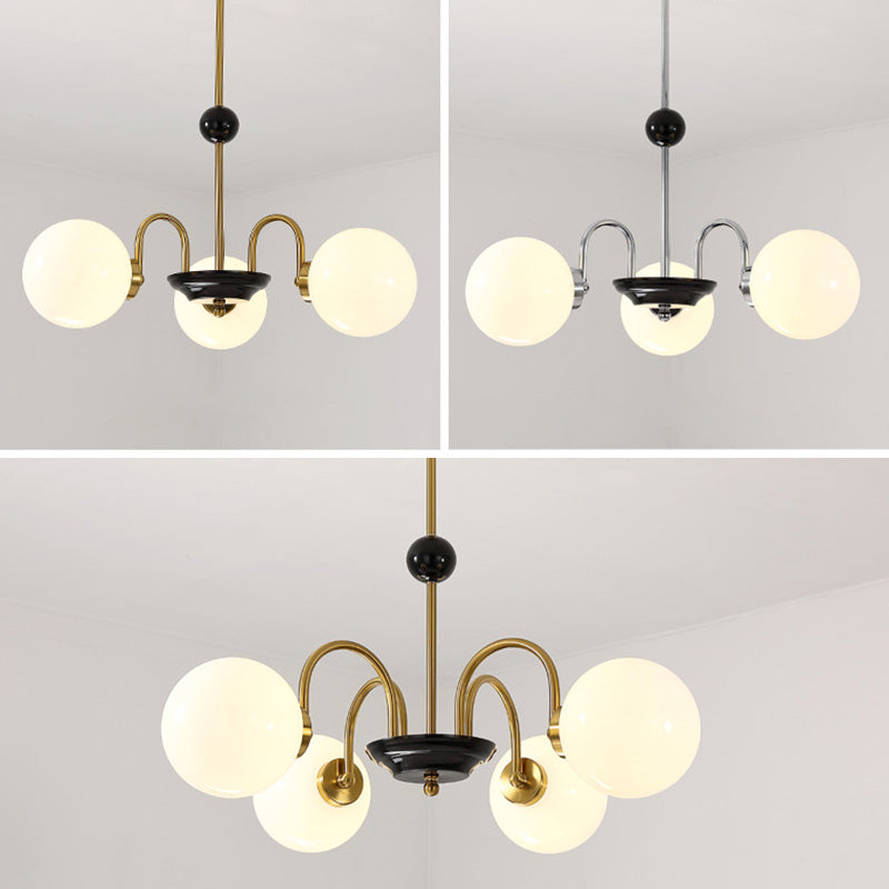 Milk Globe White Globo de estilo moderno Múltiples luces Multi-luz Simplicidad de metal Simplicidad para sala de estar