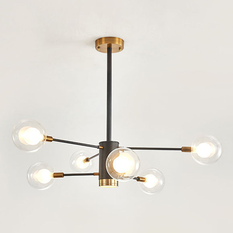 Nordic Style Simplicity Ceiling Pendant with Spotlight Design Transparent Glass Ball Chandelier for Living Room