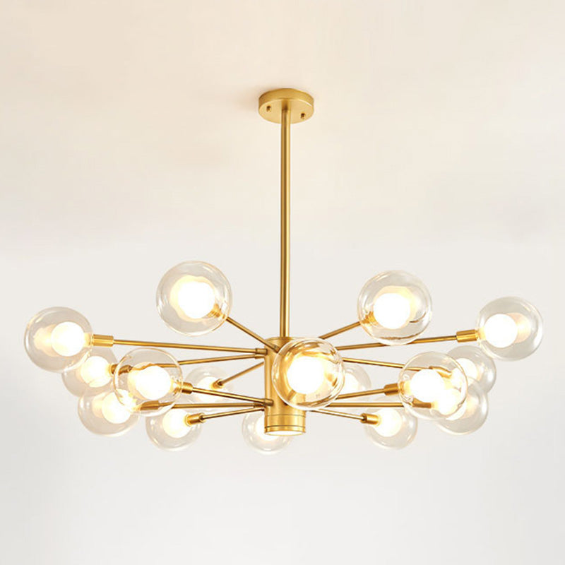 Nordic Style Simplicity Ceiling Pendant with Spotlight Design Transparent Glass Ball Chandelier for Living Room