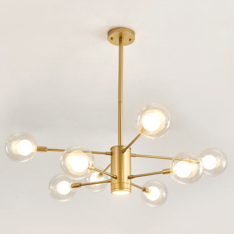 Nordic Style Simplicity Ceiling Pendant with Spotlight Design Transparent Glass Ball Chandelier for Living Room