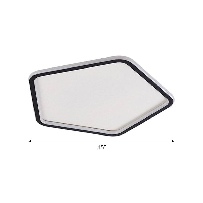 Plafonnier pentagonal acrylique, lumière chaude / blanche encastrée LED noire minimale, 15 "/ 19" / 23 "de large