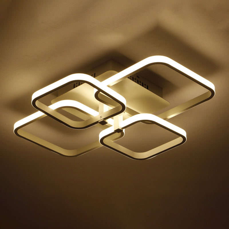 MODERSE SEMPLICITÀ LED LED SEMI FLUSH APPLICAZIONE RADIALE METALE RADIALE con tonalità acrilica quadrata