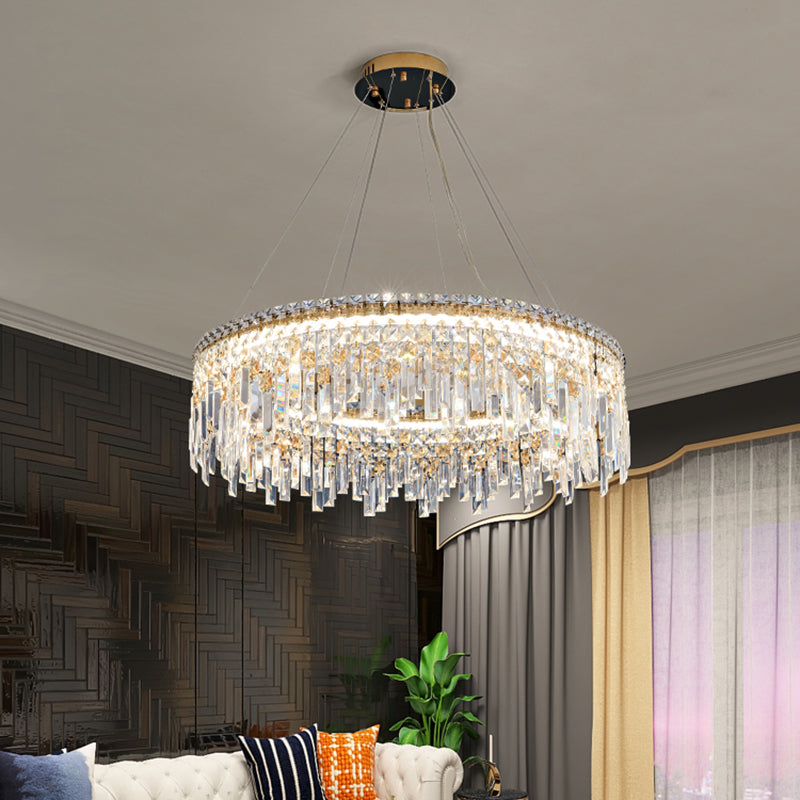 K9 Crystal Iasphicle Luz colgante Luxurious Modern Brass LED LED para sala de estar