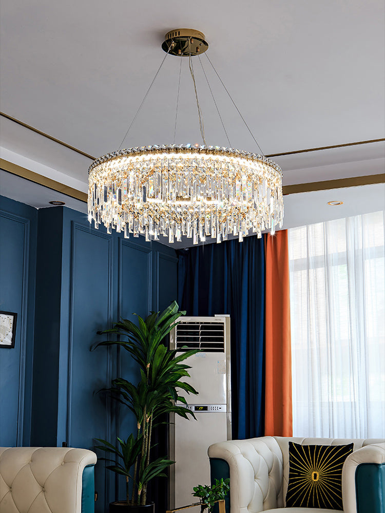 K9 Crystal Iasphicle Luz colgante Luxurious Modern Brass LED LED para sala de estar