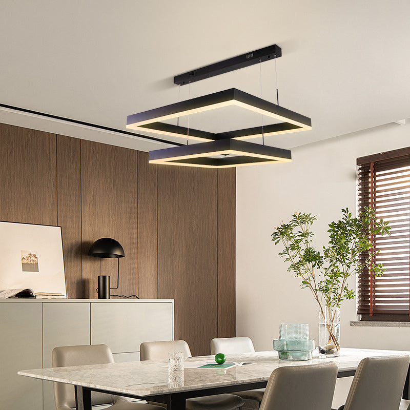 Accesorios de iluminación de lámparas cuadradas modernas araña de metal