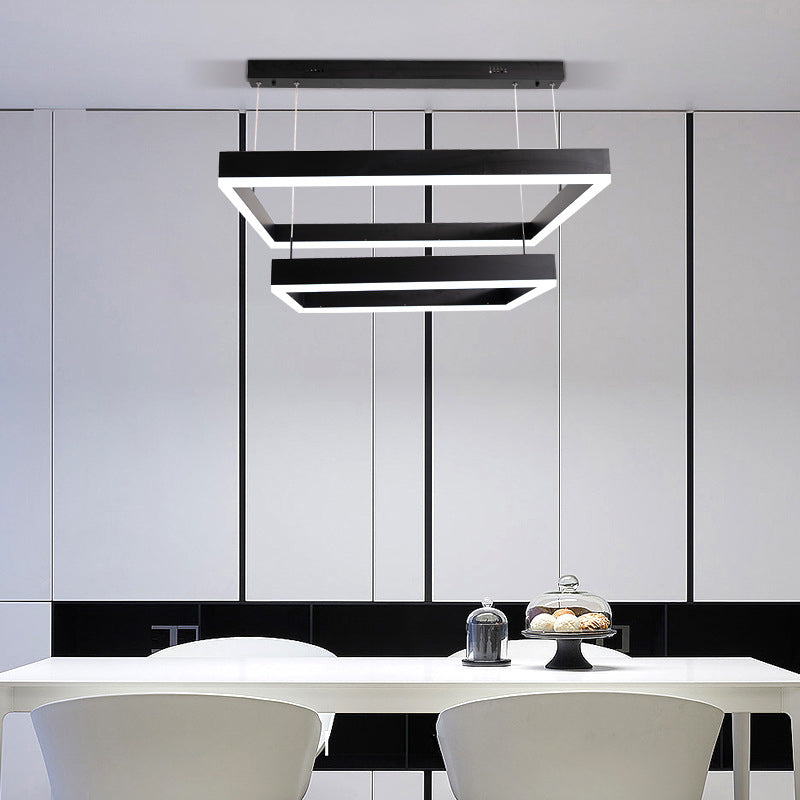 Accesorios de iluminación de lámparas cuadradas modernas araña de metal