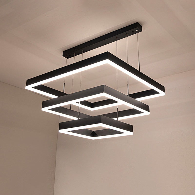 Accesorios de iluminación de lámparas cuadradas modernas araña de metal