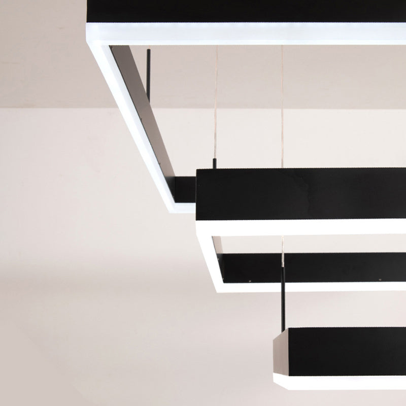 Accesorios de iluminación de lámparas cuadradas modernas araña de metal