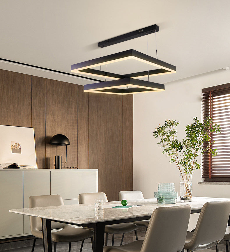 Accesorios de iluminación de lámparas cuadradas modernas araña de metal