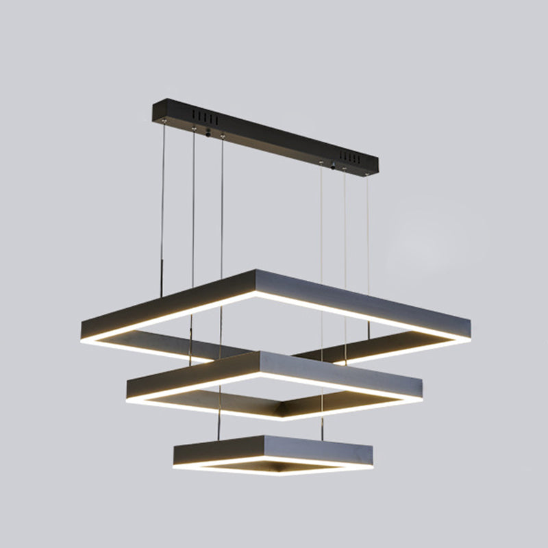 Moderne eenvoud kwadraat hanglager kroonluchter acrylhangende lamp voor woonkamer