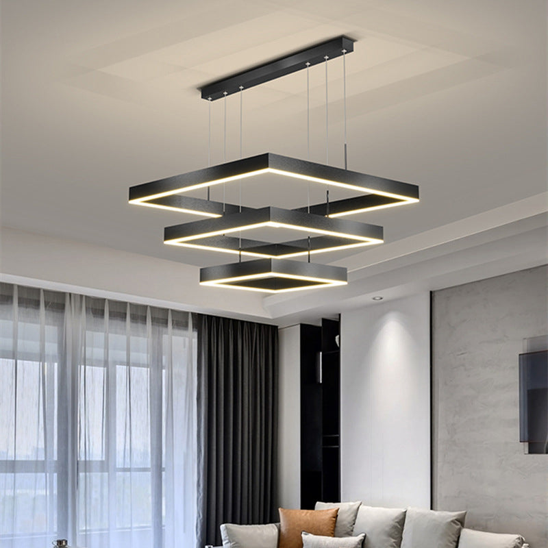 Moderne eenvoud kwadraat hanglager kroonluchter acrylhangende lamp voor woonkamer