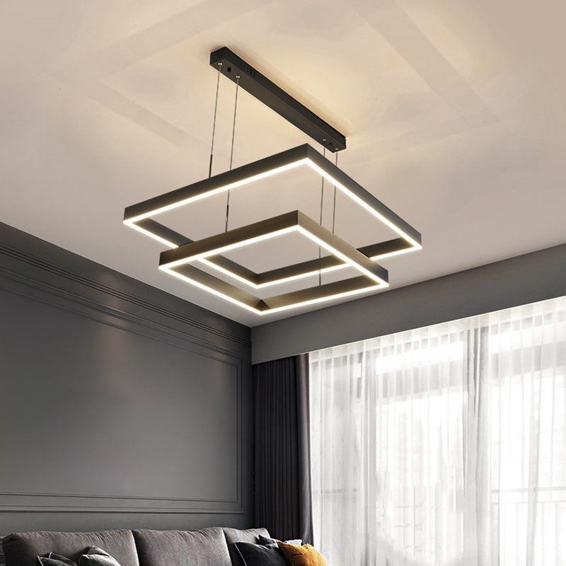 Moderne eenvoud kwadraat hanglager kroonluchter acrylhangende lamp voor woonkamer