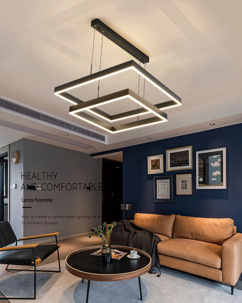 Moderne eenvoud kwadraat hanglager kroonluchter acrylhangende lamp voor woonkamer