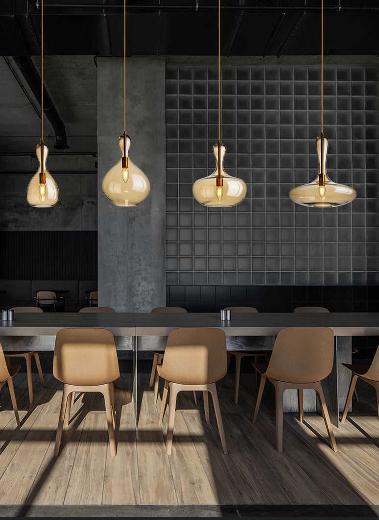 1 Head Restaurant Suspension Beleuchtung moderner Anhänger Licht mit Tröpfchenbernglasschatten