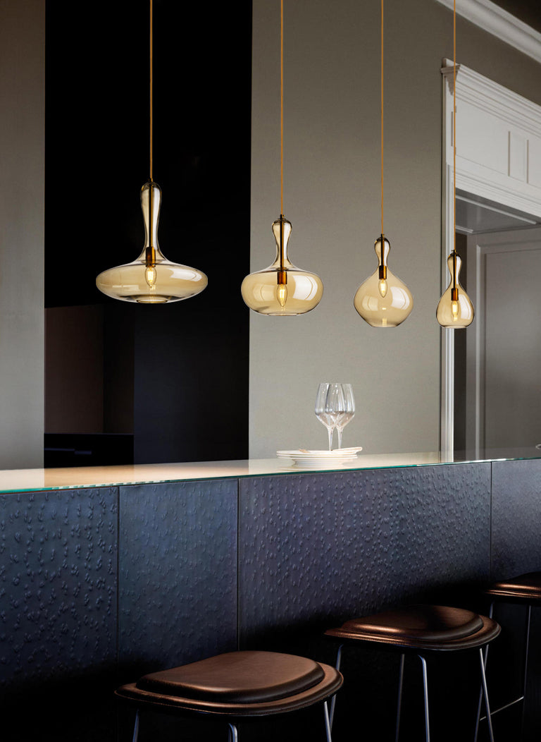 1 Head Restaurant Suspension Beleuchtung moderner Anhänger Licht mit Tröpfchenbernglasschatten