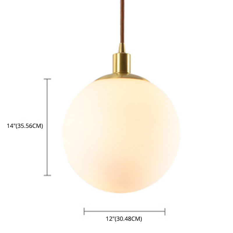 Nordic Modern Spherical Shape Pendant Light Frosted White Glass 1 Light Suspension Light for Bedroom
