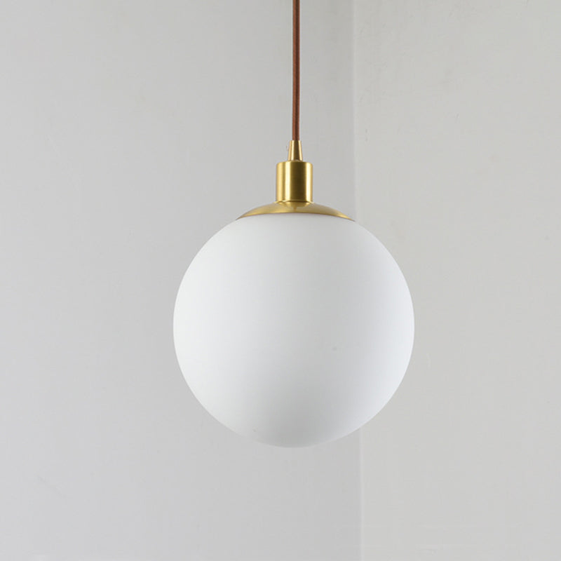 Nordic Modern Spherical Shape Pendant Light Frosted White Glass 1 Light Suspension Light for Bedroom