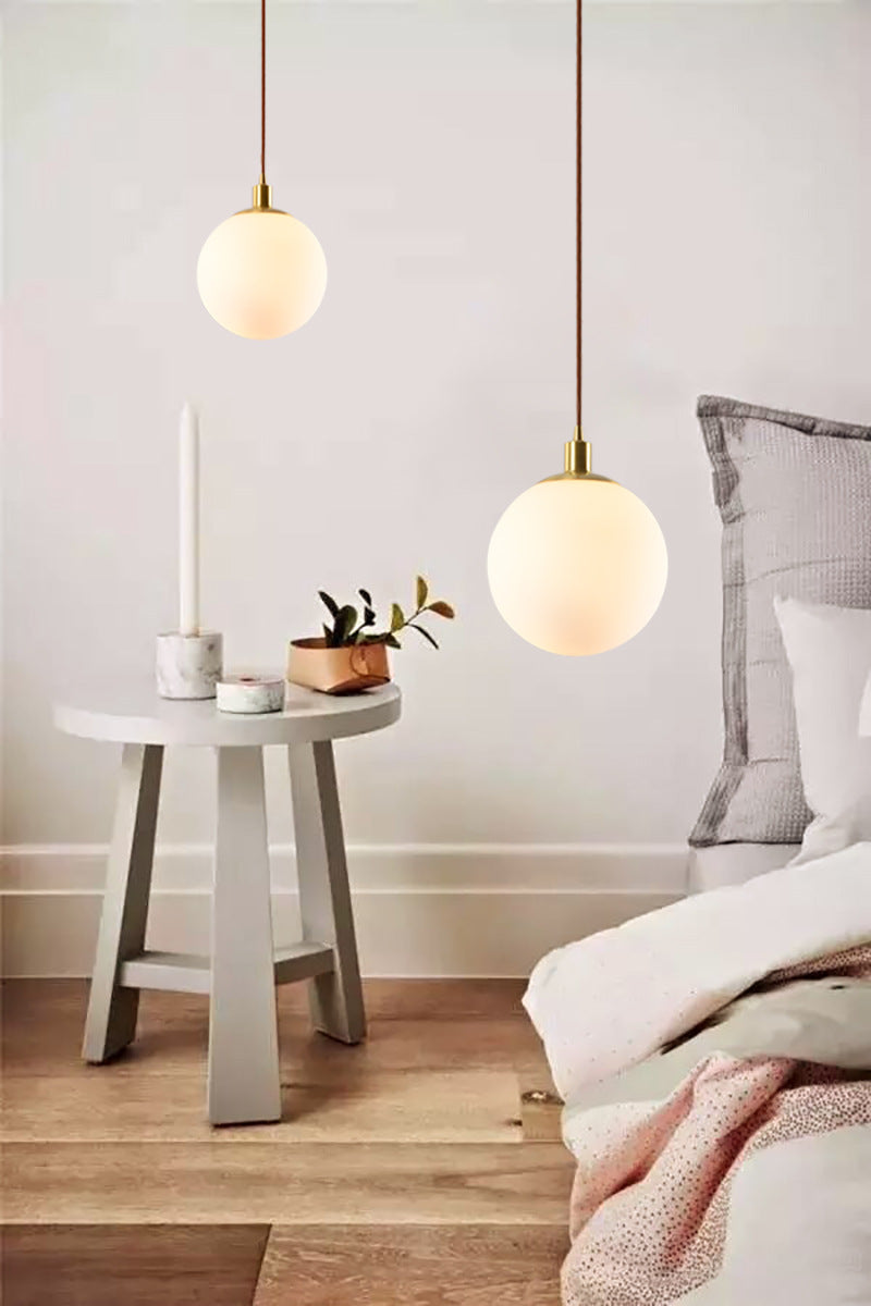 Nordic Modern Spherical Shape Pendant Light Frosted White Glass 1 Light Suspension Light for Bedroom